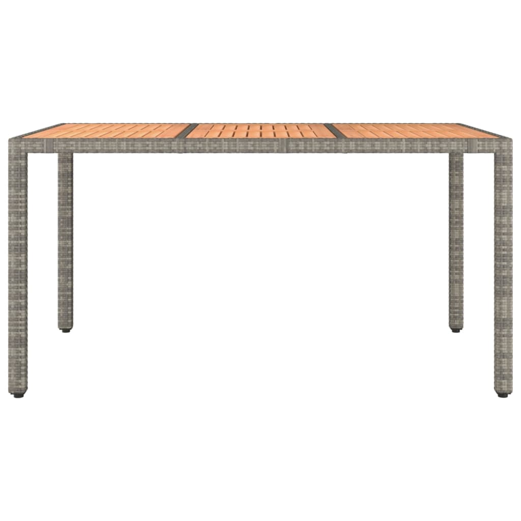 Tuintafel Met Houten Blad Poly Ratten En Acaciahout Grijs 150 x 90 x 75 cm