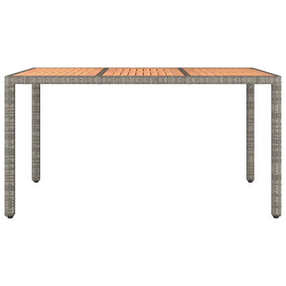 Tuintafel Met Houten Blad Poly Ratten En Acaciahout Grijs 150 x 90 x 75 cm