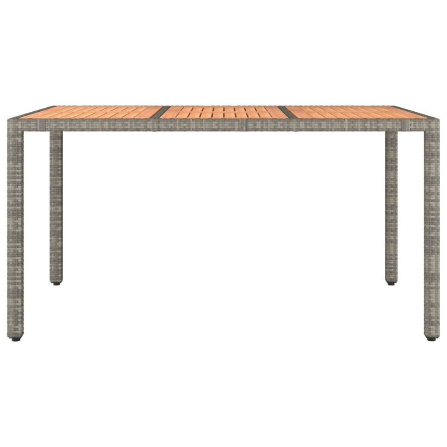 Tuintafel Met Houten Blad Poly Ratten En Acaciahout Grijs 150 x 90 x 75 cm