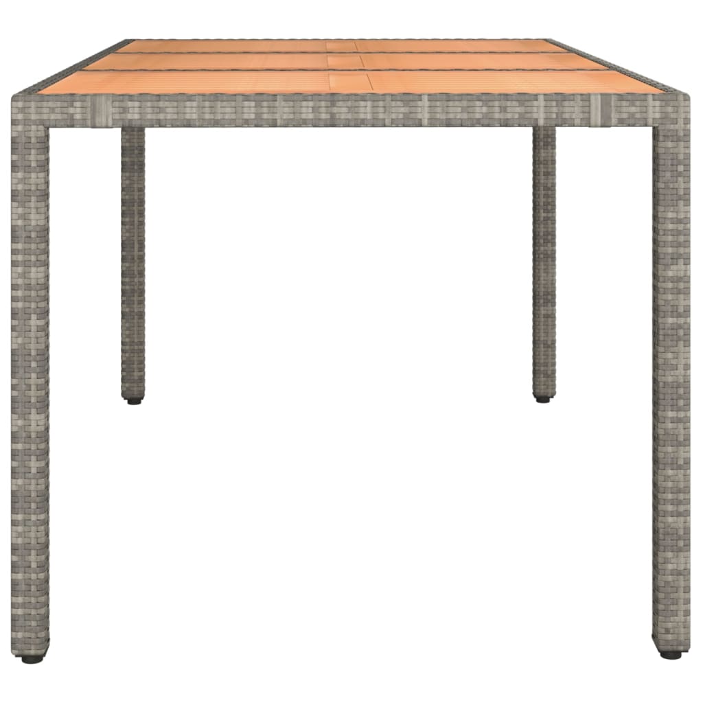 Tuintafel Met Houten Blad Poly Ratten En Acaciahout Grijs 150 x 90 x 75 cm