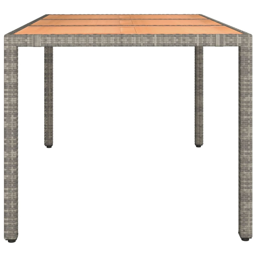 Tuintafel Met Houten Blad Poly Ratten En Acaciahout Grijs 150 x 90 x 75 cm