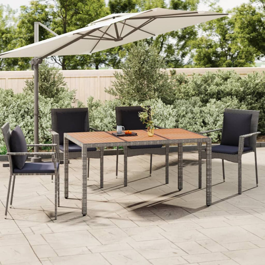 Tuintafel Met Houten Blad Poly Ratten En Acaciahout Grijs 150 x 90 x 75 cm
