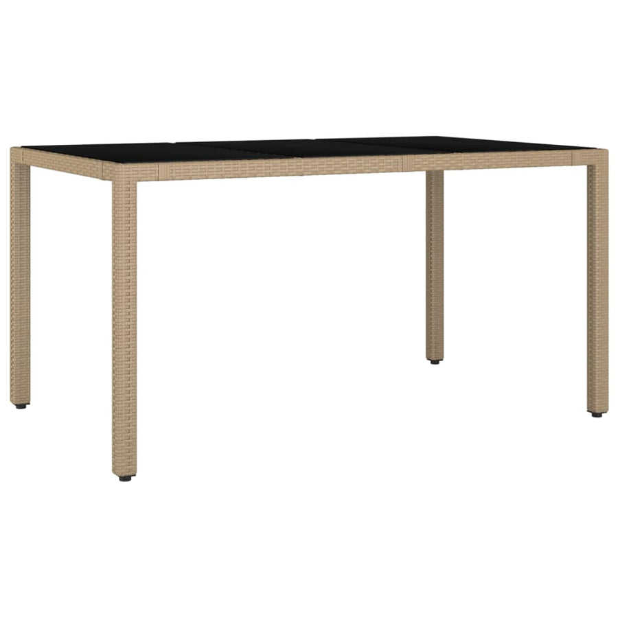 Tuintafel Met Glazen Blad Poly Rattan En Gehard Beige 150 x 90 x 75 cm Glas