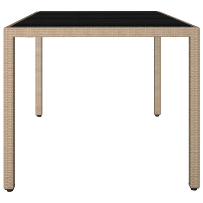 Tuintafel Met Glazen Blad Poly Rattan En Gehard Beige 150 x 90 x 75 cm Glas