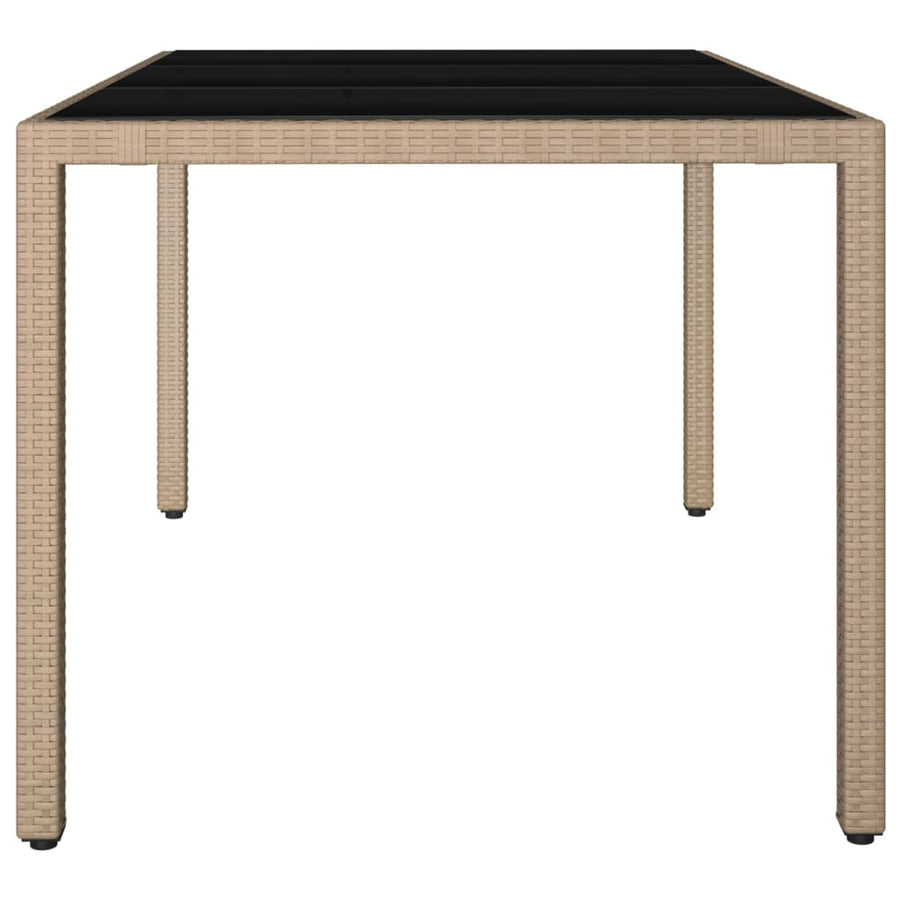 Tuintafel Met Glazen Blad Poly Rattan En Gehard Beige 150 x 90 x 75 cm Glas
