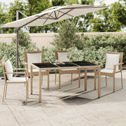 Tuintafel 150x90x75 cm poly rattan glasplaat beige