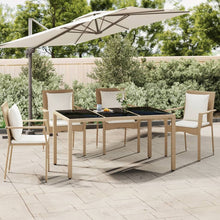 Tuintafel Met Glazen Blad Poly Rattan En Gehard Beige 150 x 90 x 75 cm Glas