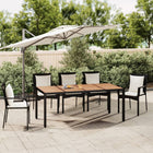Garden table with wooden top, poly rattan and acacia wood, black