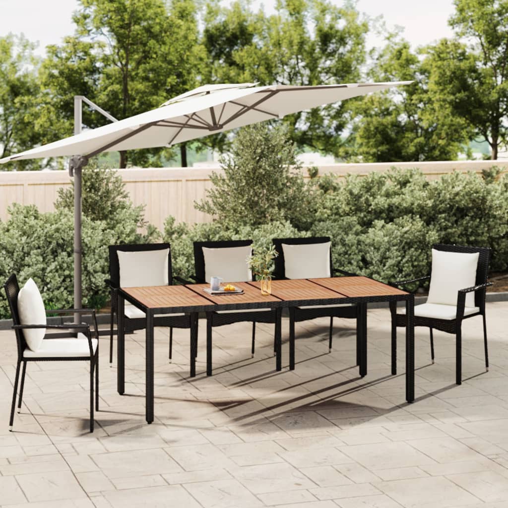 Tuintafel Met Houten Blad Poly Ratten En Acaciahout Zwart