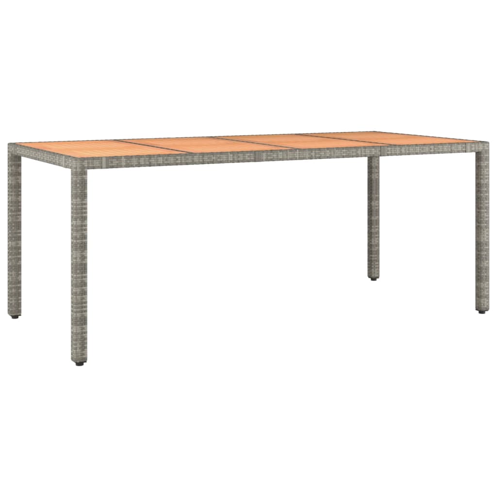 Tuintafel Met Houten Blad Poly Ratten En Acaciahout Grijs 190 x 90 x 75 cm Massief acaciahout