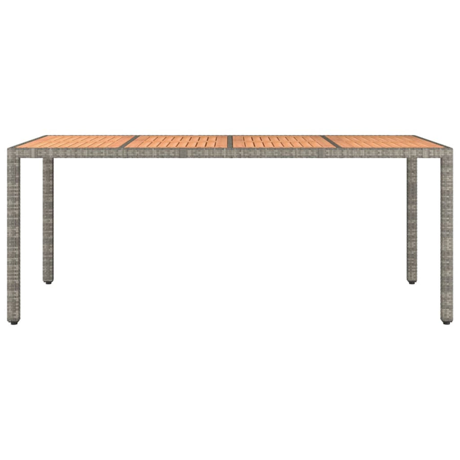 Tuintafel Met Houten Blad Poly Ratten En Acaciahout Grijs 190 x 90 x 75 cm Massief acaciahout