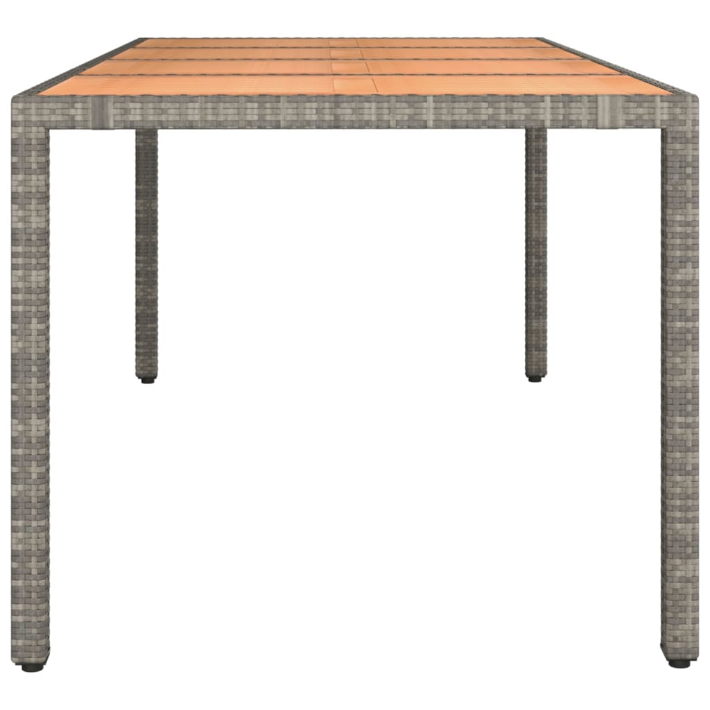 Tuintafel Met Houten Blad Poly Ratten En Acaciahout Grijs 190 x 90 x 75 cm Massief acaciahout