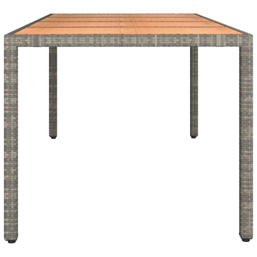 Tuintafel Met Houten Blad Poly Ratten En Acaciahout Grijs 190 x 90 x 75 cm Massief acaciahout