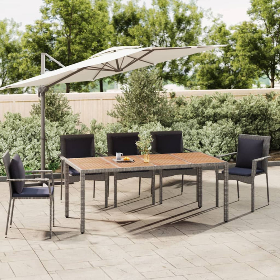 Tuintafel Met Houten Blad Poly Ratten En Acaciahout Grijs 190 x 90 x 75 cm Massief acaciahout
