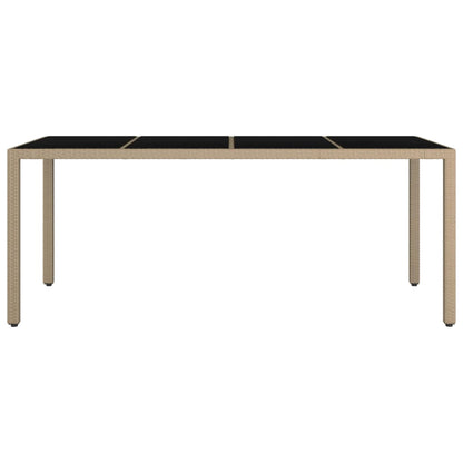 Tuintafel Met Glazen Blad Poly Rattan En Gehard Glas Beige