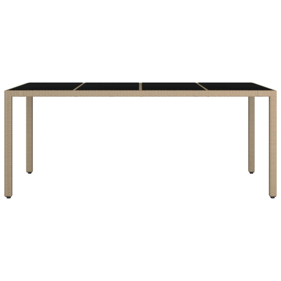 Tuintafel Met Glazen Blad Poly Rattan En Gehard Glas Beige