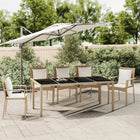 Tuintafel 190x90x75 cm poly rattan glas beige
