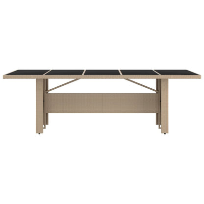 Tuintafel Met Glazen Blad Poly Rattan En Gehard Glas Beige
