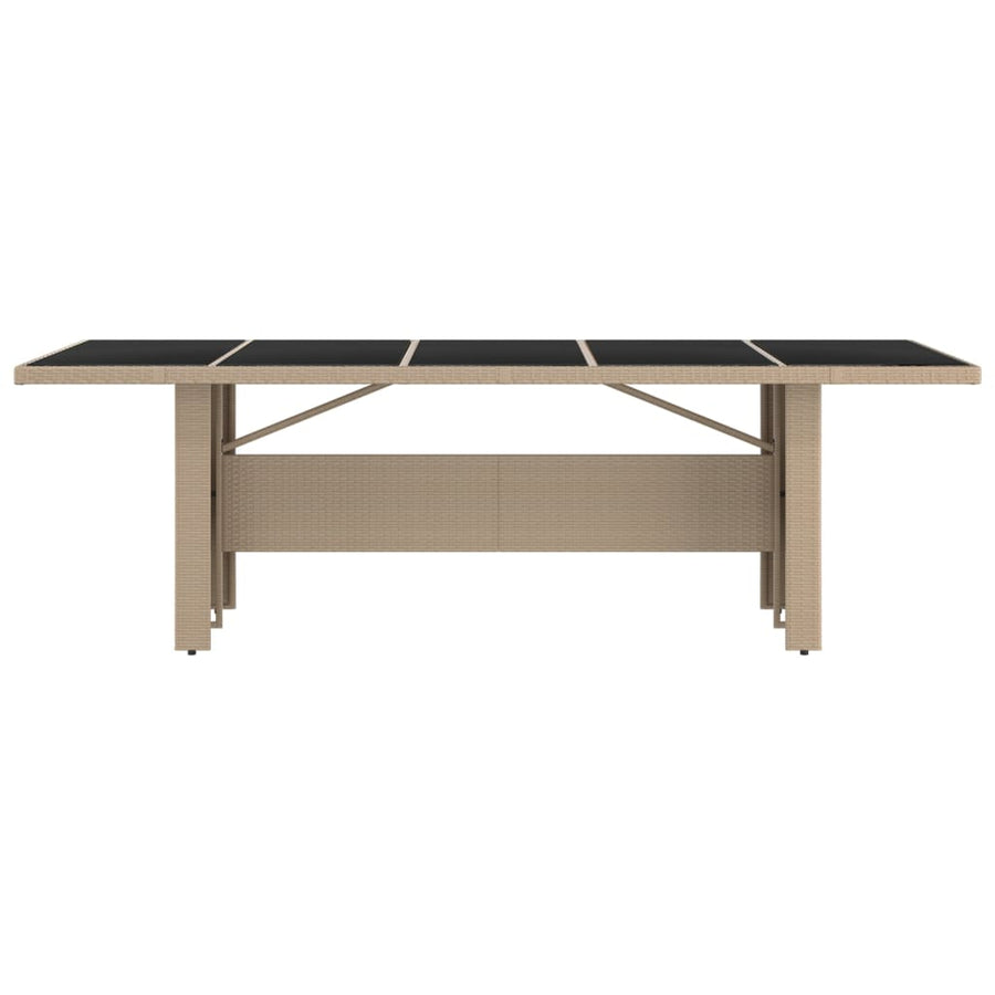 Tuintafel Met Glazen Blad Poly Rattan En Gehard Glas Beige