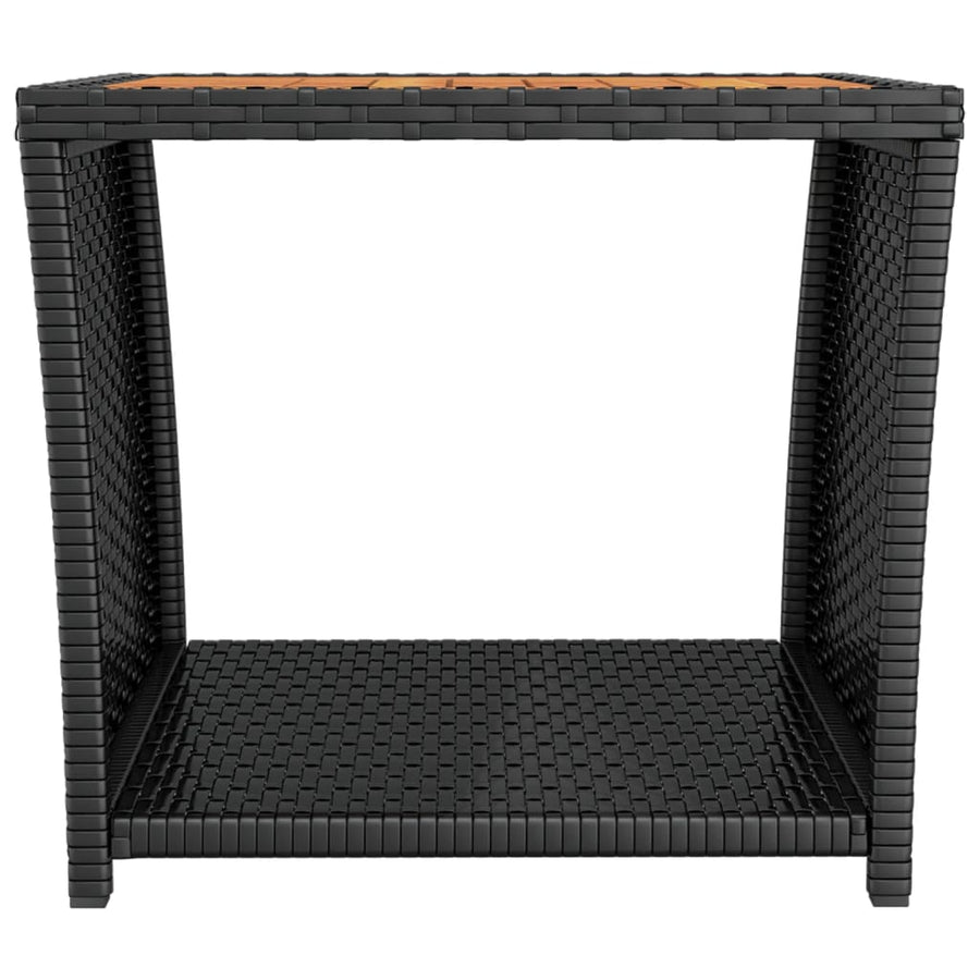 Salontafel met houten blad poly ratten en acaciahout zwart Zwart Massief acaciahout