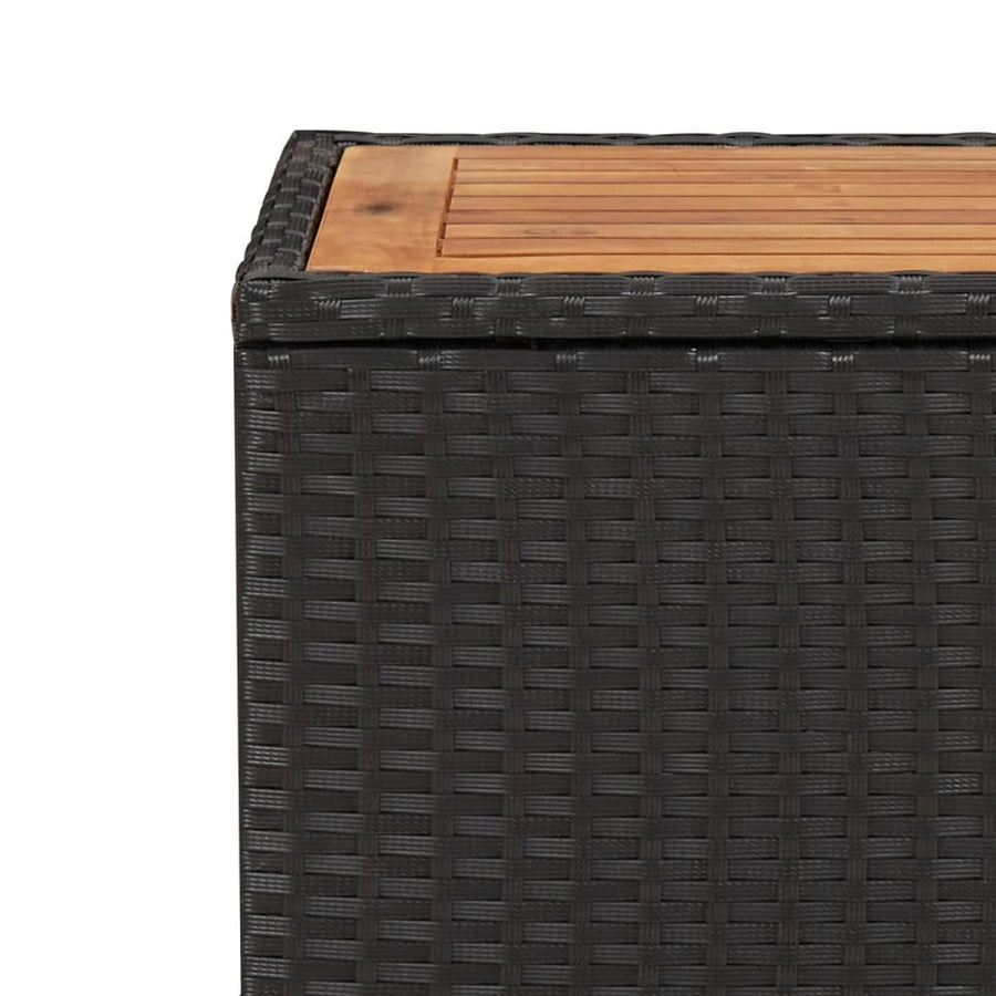 Salontafel met houten blad poly ratten en acaciahout zwart Zwart Massief acaciahout