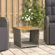 Salontafel poly rattan acaciahout grijs