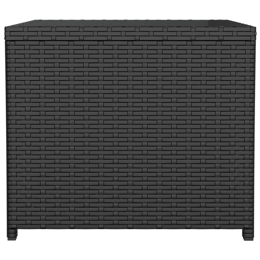 Salontafel Met Glazen Blad Poly Rattan En Gehard Zwart Glas