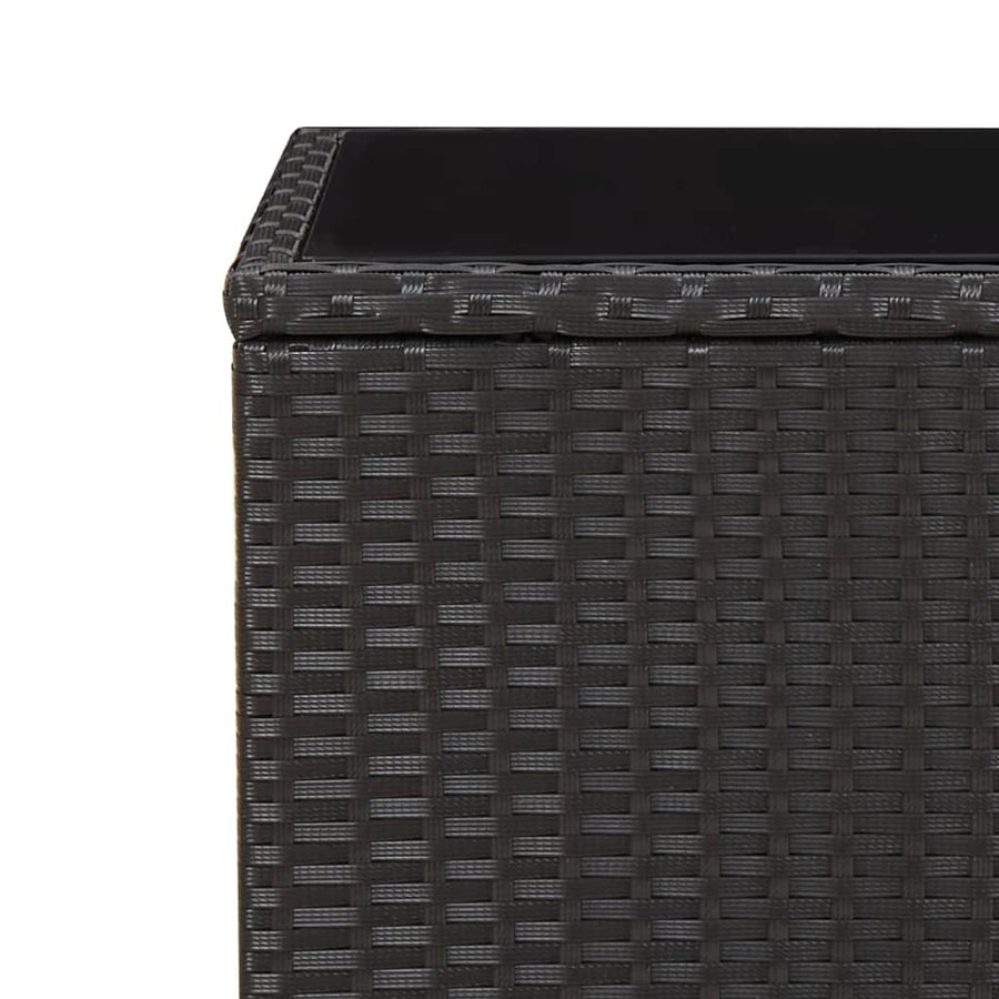 Salontafel Met Glazen Blad Poly Rattan En Gehard Zwart Glas