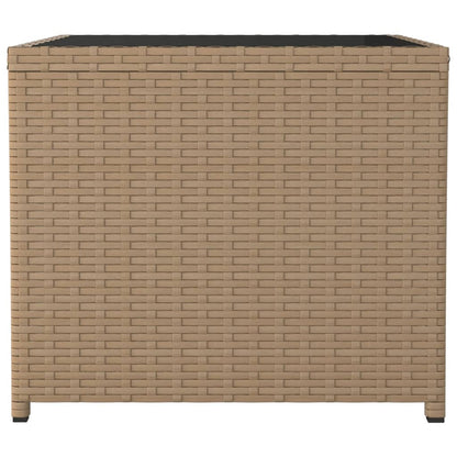 Salontafel Met Glazen Blad Poly Rattan En Gehard Glas Beige