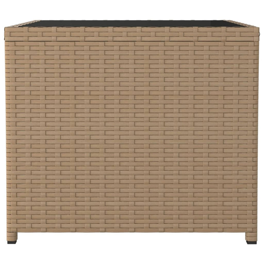 Salontafel Met Glazen Blad Poly Rattan En Gehard Glas Beige