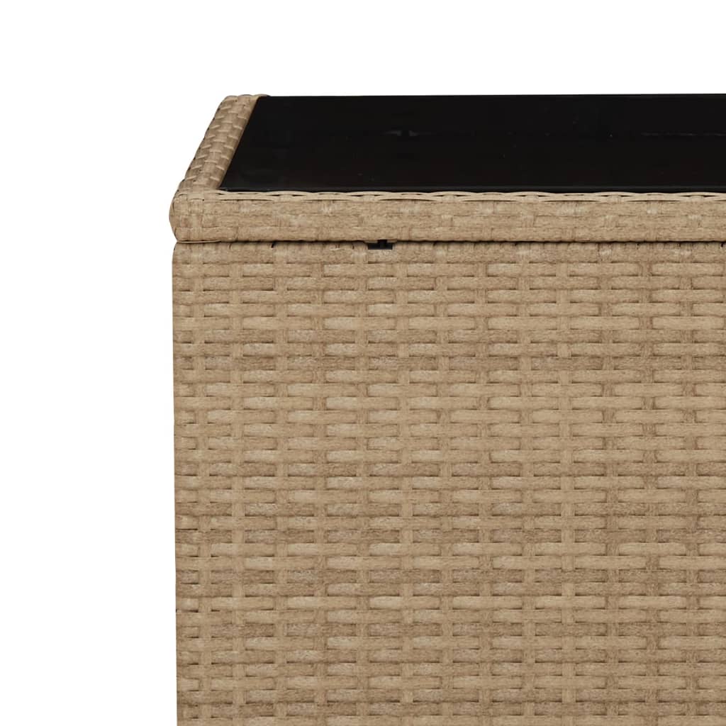 Salontafel Met Glazen Blad Poly Rattan En Gehard Glas Beige
