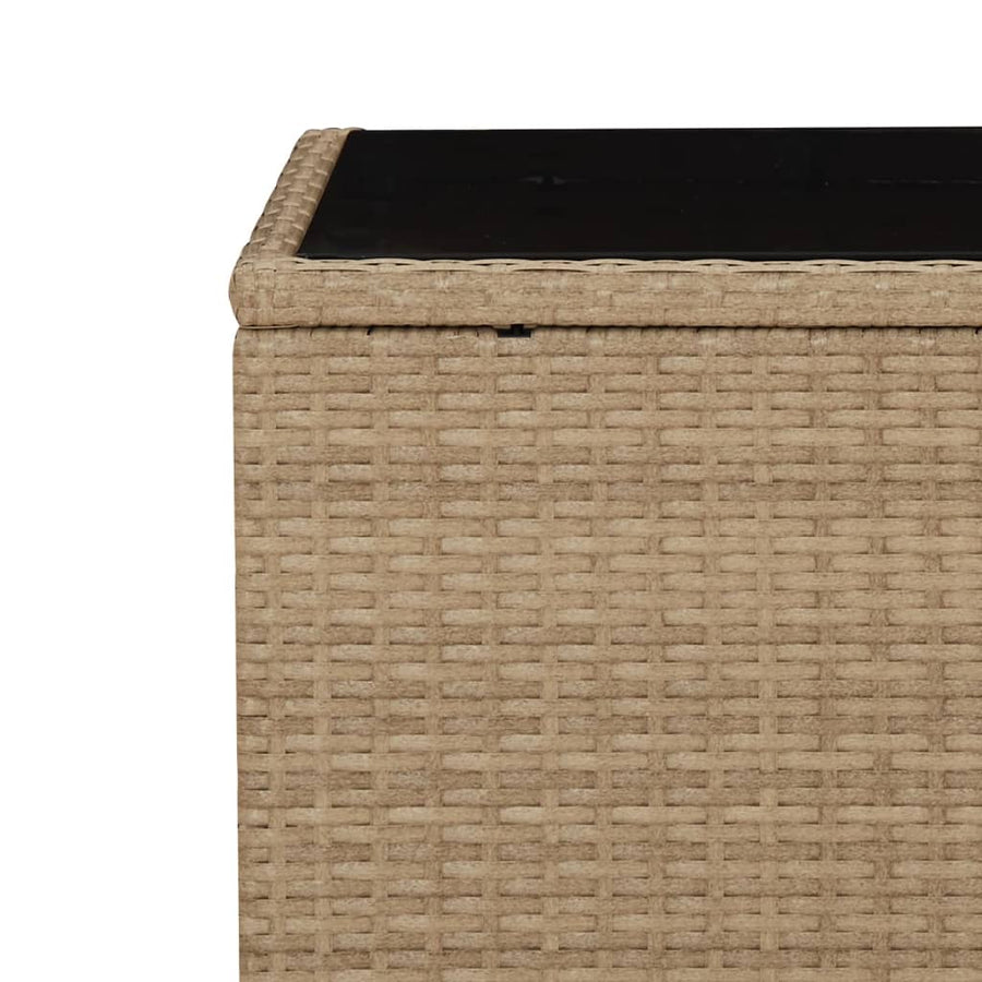 Salontafel Met Glazen Blad Poly Rattan En Gehard Glas Beige