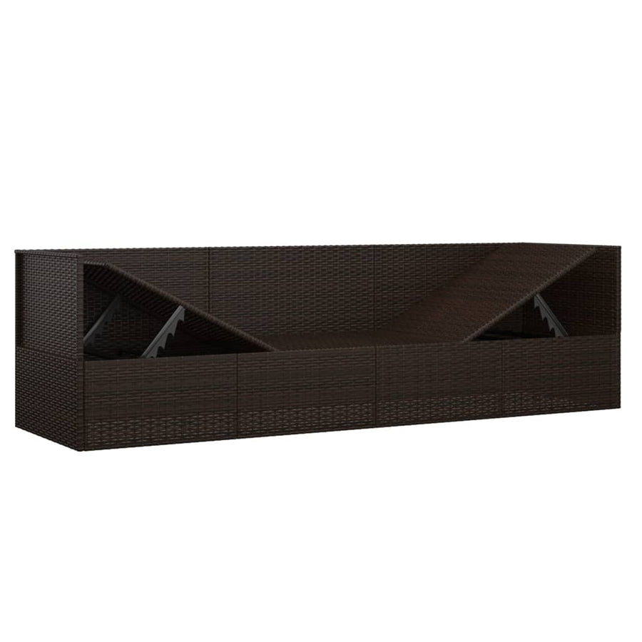 Loungebed Met Kussens Poly Rattan Bruin Crèmewit