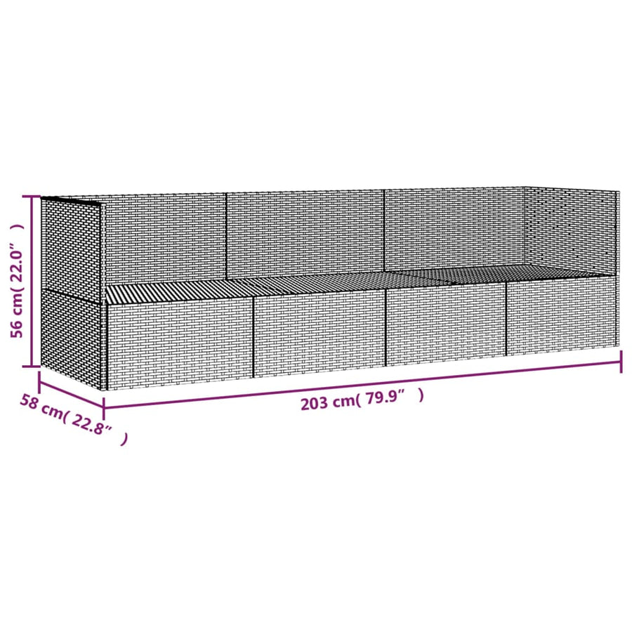 Loungebed Met Kussens Poly Rattan Bruin Crèmewit