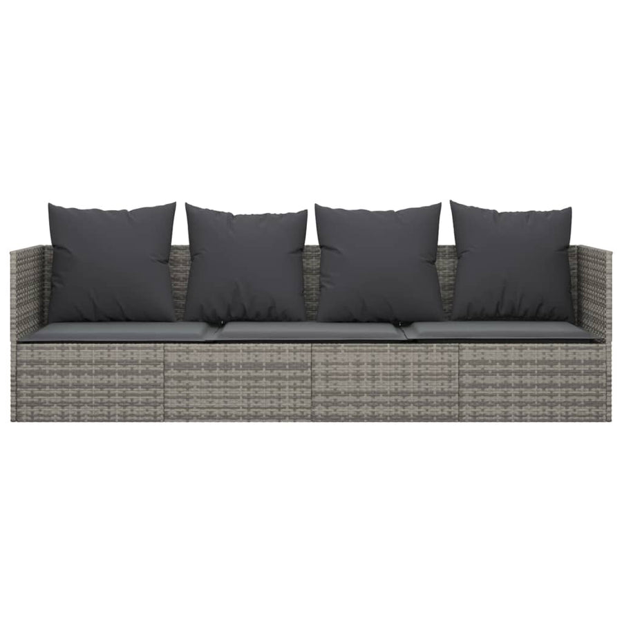 Loungebed Met Kussens Poly Rattan Grijs Donkergrijs