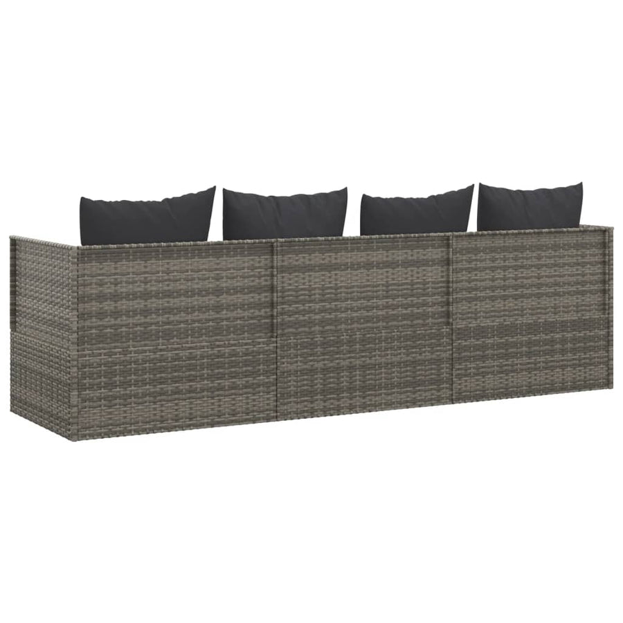 Loungebed Met Kussens Poly Rattan Grijs Donkergrijs