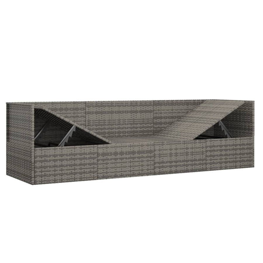 Loungebed Met Kussens Poly Rattan Grijs Donkergrijs