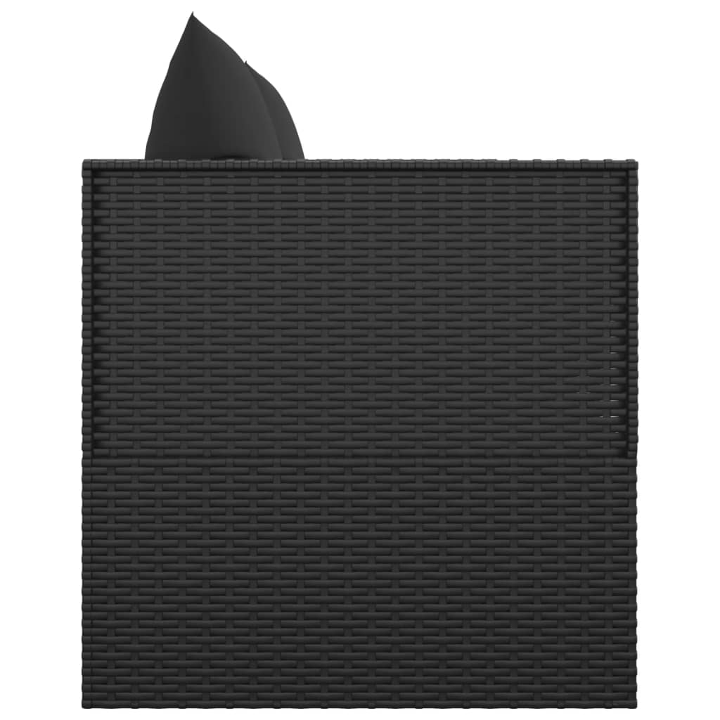 Loungebed Met Kussens Poly Rattan Zwart