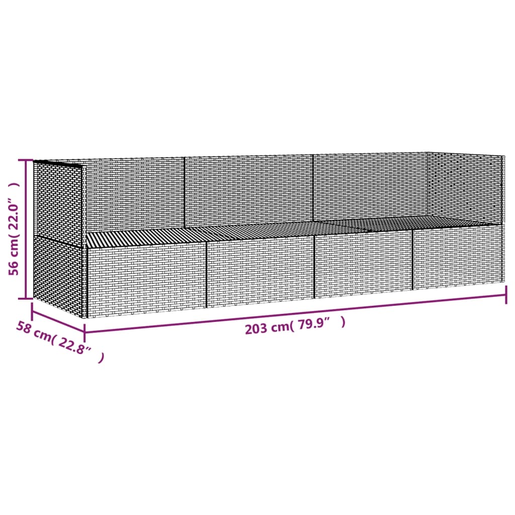Loungebed Met Kussens Poly Rattan Zwart