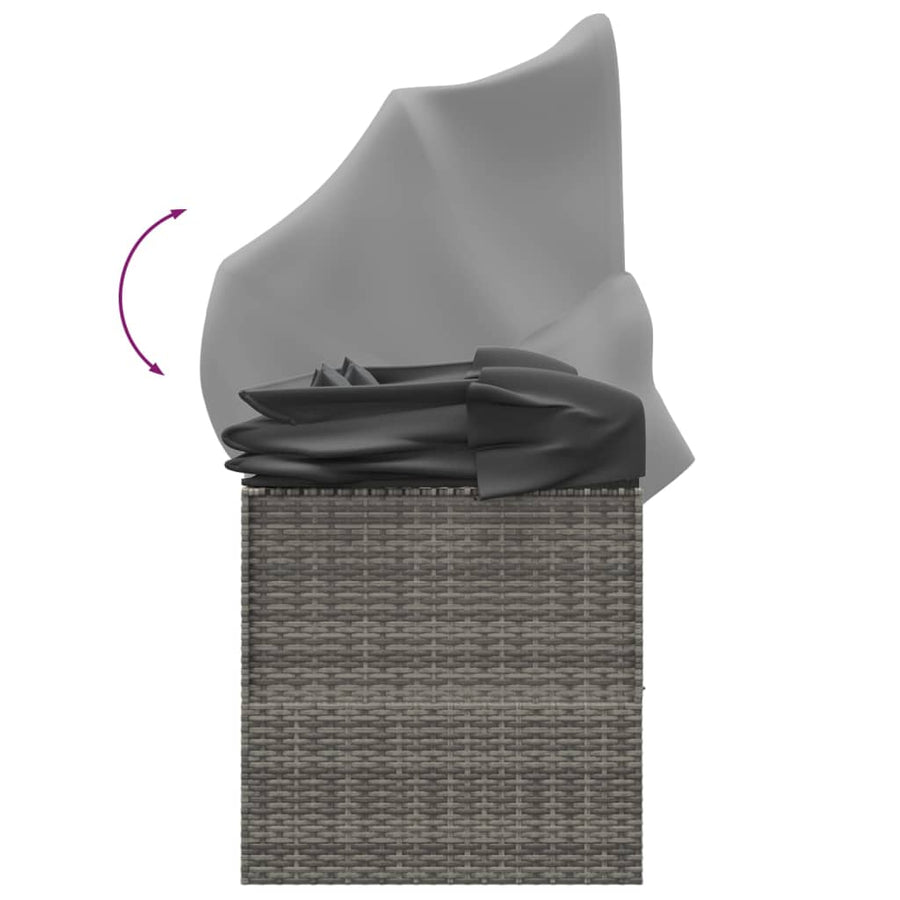 Loungebed Met Luifel En Kussens Poly Rattan Grijs