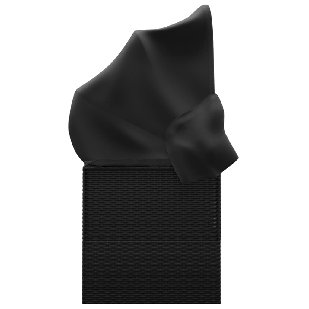 Loungebed Met Luifel En Kussens Poly Rattan Zwart