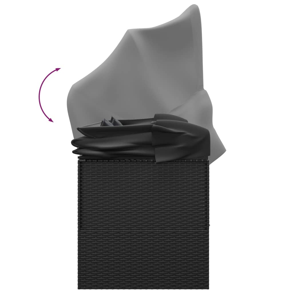 Loungebed Met Luifel En Kussens Poly Rattan Zwart