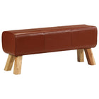 Bench 110 cm genuine leather and solid mango wood brown