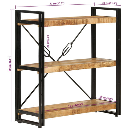 Boekenkast 3-laags 77x30x80 cm massief mangohout en ijzer 77 x 30 x 80 cm massief mangohout