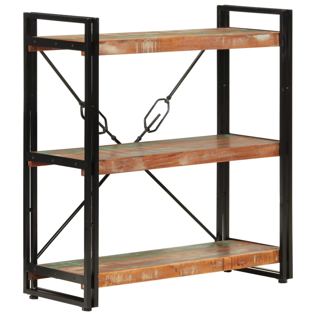 Boekenkast 3-Laags Massief Recycled Hout En Ijzer Bruin 77 x 30 x 80 cm massief gerecycled hout