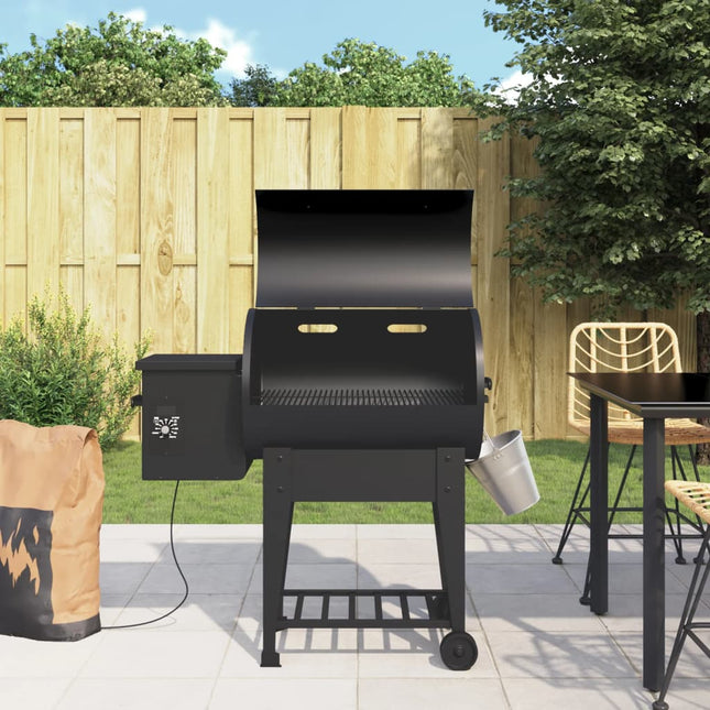 Pelletbarbecue Met Bodemplaat 94 Cm Ijzer Zwart with shelf