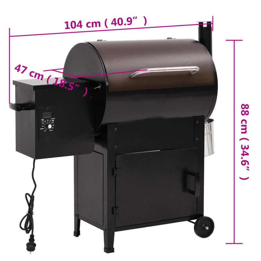 Pelletbarbecue 104 Cm Ijzer Zwart met schoorsteen