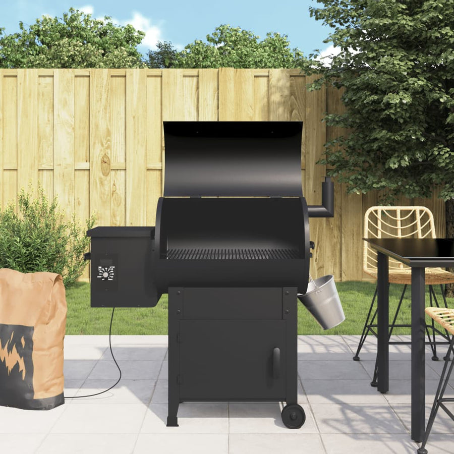 Pelletbarbecue 104 Cm Ijzer Zwart met schoorsteen