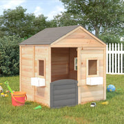 Speelhuis massief vurenhout 125x120x132 cm grijs