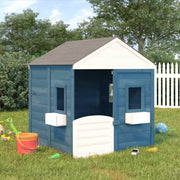 Speelhuis massief vurenhout blauw 125x120x132 cm